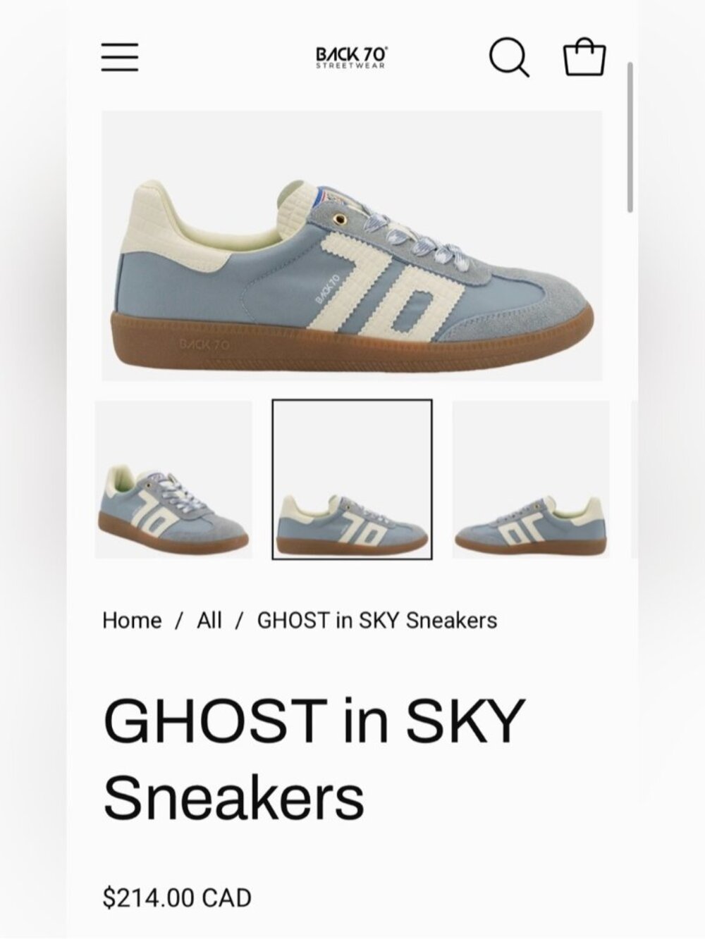 NWT US 5 -5.5 / EU 36 - BACK 70 GHOST in SKY Sneakers - Picture 2 of 15